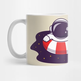 Cute Astronaut Swimming On Space Pool Cartoon Mug